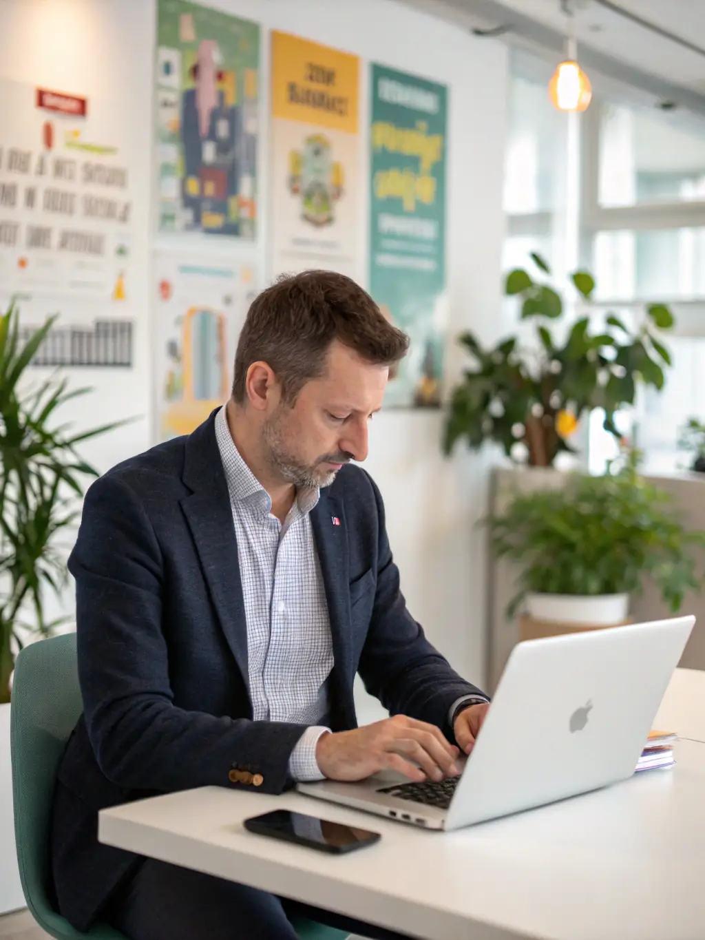 A professional developer confidently using Git commands in a modern office setting, showcasing the practical application of version control skills.